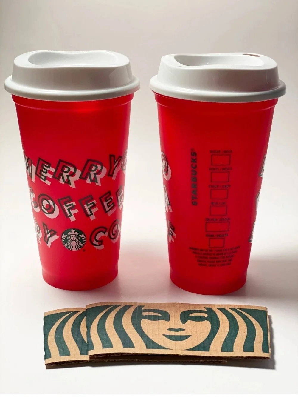 Starbucks Red and Green Holiday Reusable Cup with White Lid 2023 Collection